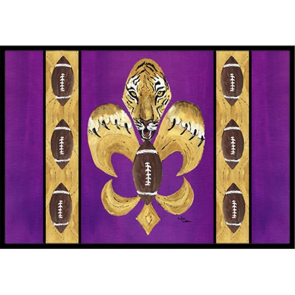 Carolines Treasures Tiger Football Fleur de lis Indoor Or Outdoor Mat - 18 x 27 in. CA63192 - main